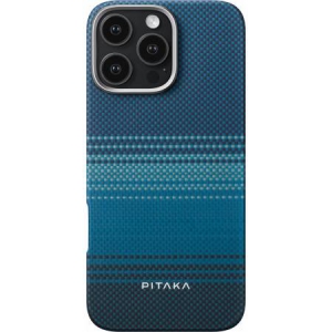 Чехол-накладка Pitaka Tactile Woven Moonrise для iPhone 16 Pro Max, арамид (кевлар), голубой