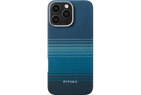 Чехол-накладка Pitaka Tactile Woven Moonrise для iPhone 16 Pro Max, арамид (кевлар), голубой