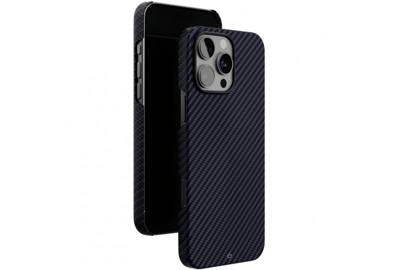 Чехол-накладка VLP Kevlar Case для iPhone 16 Pro, кевлар, темно-синий
