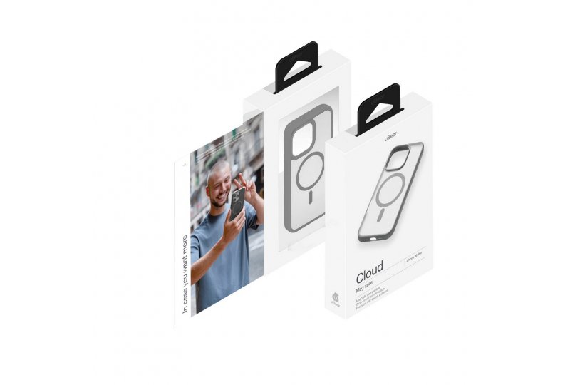 Чехол-накладка uBear Cloud Mag Case для iPhone 16 Pro, силикон, серый