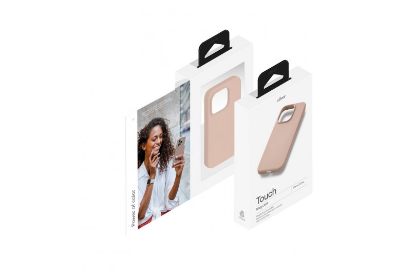 Чехол-накладка uBear Touch Mag Case для iPhone 16 Pro, силикон, латте