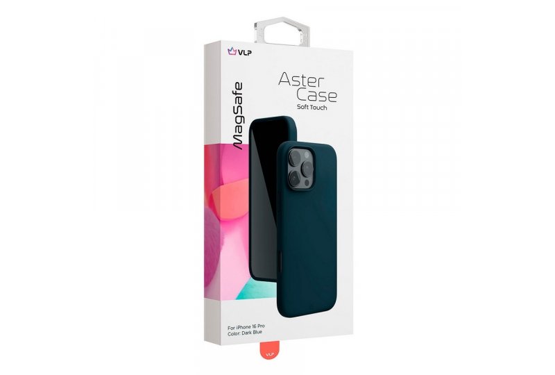 Чехол-накладка VLP Aster Case для iPhone 16 Pro, силикон, темно-синий