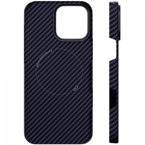 Чехол-накладка VLP Kevlar Case для iPhone 16 Pro, кевлар, темно-синий
