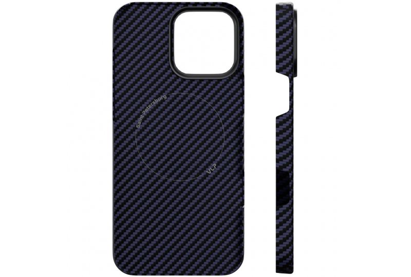 Чехол-накладка VLP Kevlar Case для iPhone 16 Pro, кевлар, темно-синий