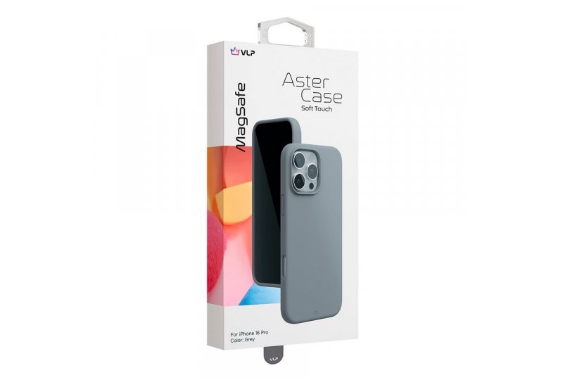 Чехол-накладка VLP Aster Case для iPhone 16 Pro, силикон, серый