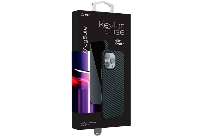 Чехол-накладка VLP Kevlar Case для iPhone 16 Pro Max, кевлар, черный