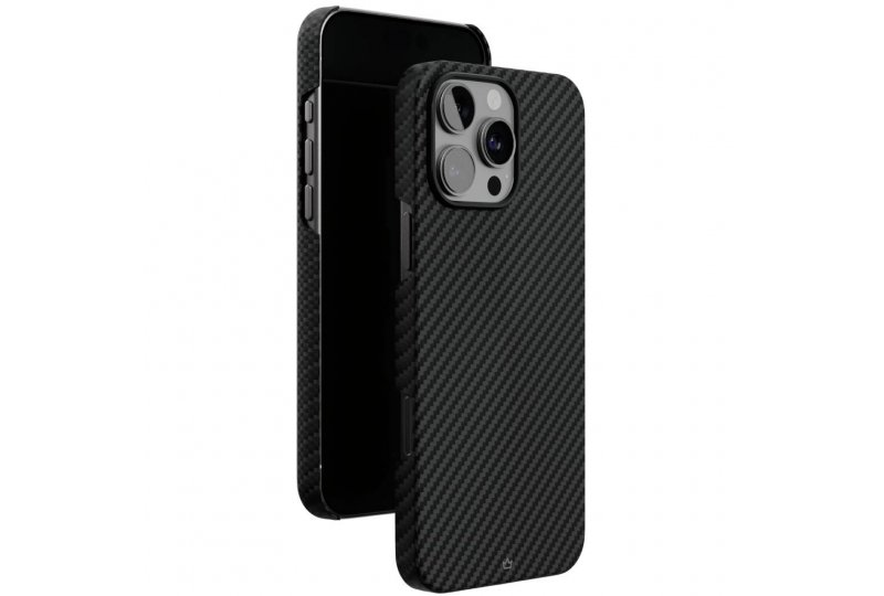 Чехол-накладка VLP Kevlar Case для iPhone 16 Pro, кевлар, черный