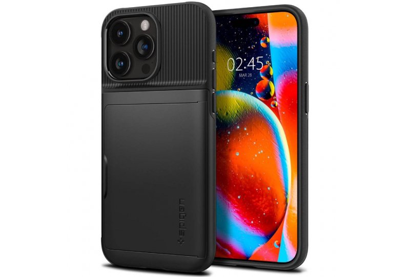 Чехол-накладка Spigen Slim Armor CS для iPhone 15 Pro Max, поликарбонат, черный