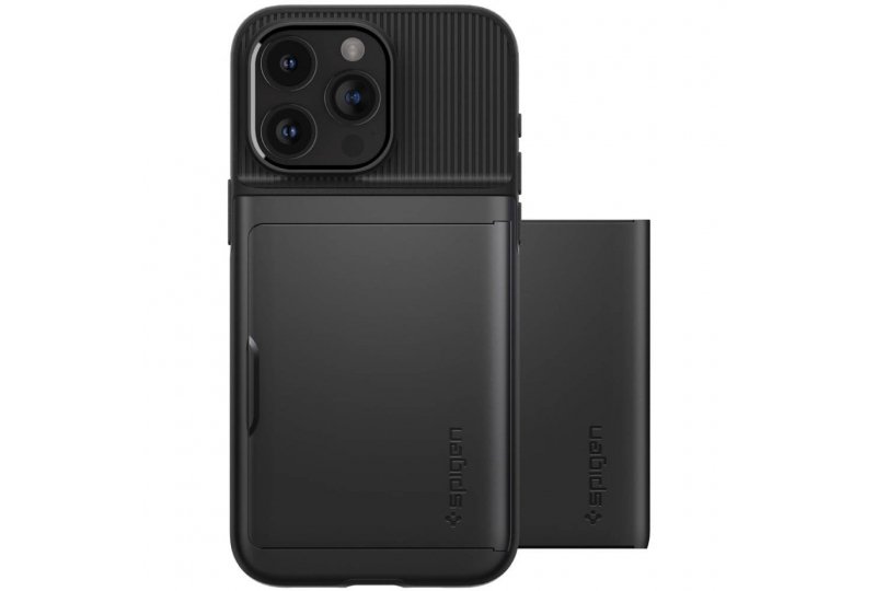 Чехол-накладка Spigen Slim Armor CS для iPhone 15 Pro Max, поликарбонат, черный