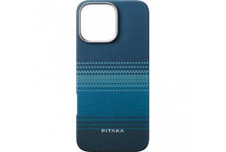 Чехол-накладка Pitaka Tactile Woven Moonrise для iPhone 16 Pro Max, арамид (кевлар), голубой