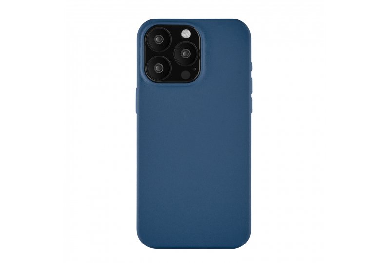 Чехол-накладка uBear Capital Case для iPhone 15 Pro, кожа, синий