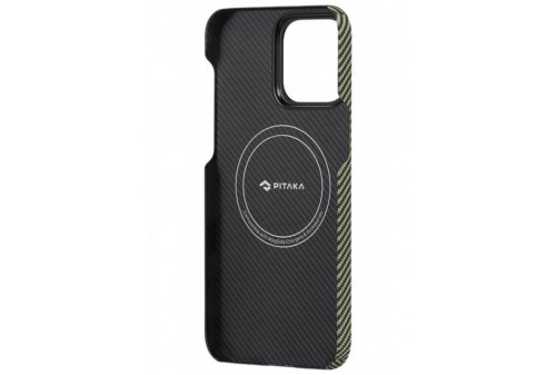 Чехол-накладка Pitaka Fusion Weaving MagEZ Case 4 Overture 600D для iPhone 15 Pro, кевлар, черный/бежевый