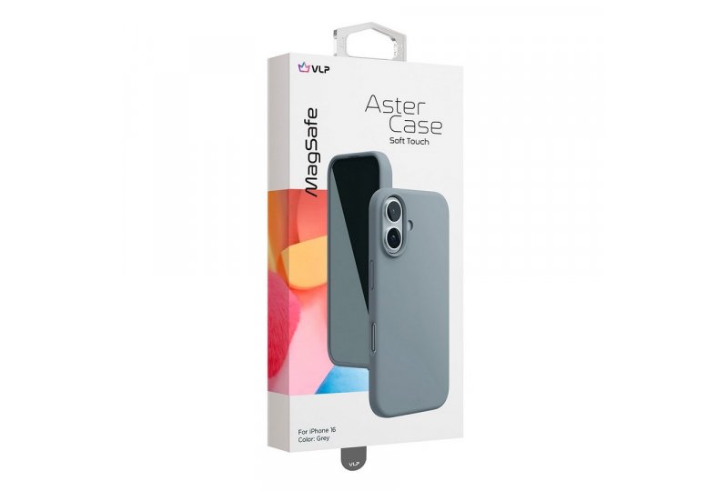Чехол-накладка VLP Aster Case для iPhone 16, силикон, серый