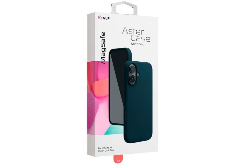 Чехол-накладка VLP Aster Case для iPhone 16, силикон, темно-синий