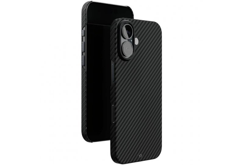 Чехол-накладка VLP Kevlar Case для iPhone 16, кевлар, черный