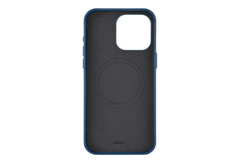 Чехол-накладка uBear Capital Case для iPhone 15 Pro, кожа, синий