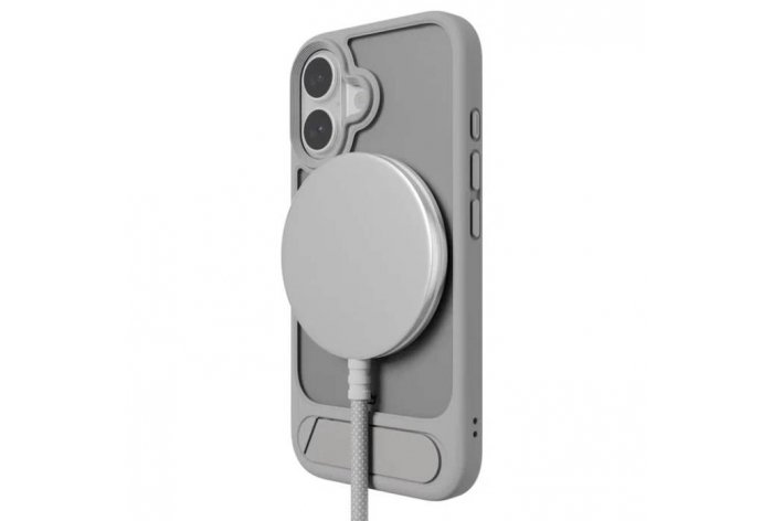 Чехол-накладка VLP Reels Case для iPhone 16, поликарбонат, серый
