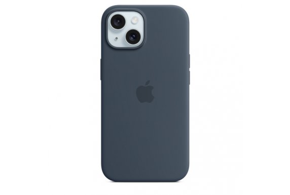 Чехол-накладка Apple MagSafe для iPhone 15, силикон, штормовой синий