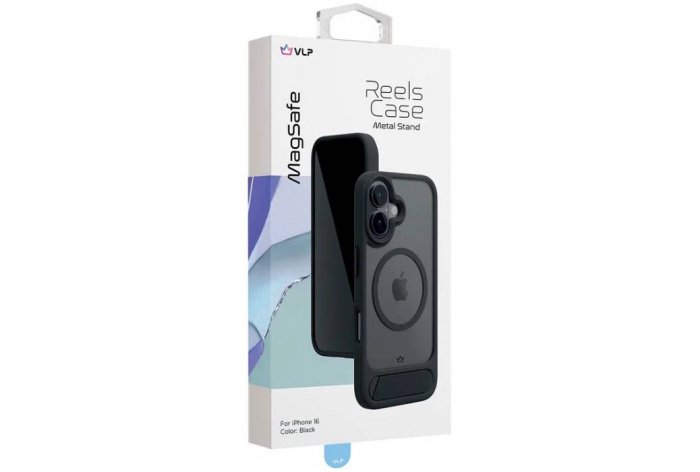 Чехол-накладка VLP Reels Case для iPhone 16, поликарбонат, черный