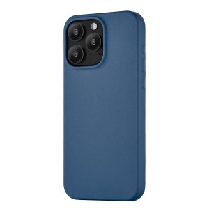 Чехол-накладка uBear Capital Case для iPhone 15 Pro, кожа, синий