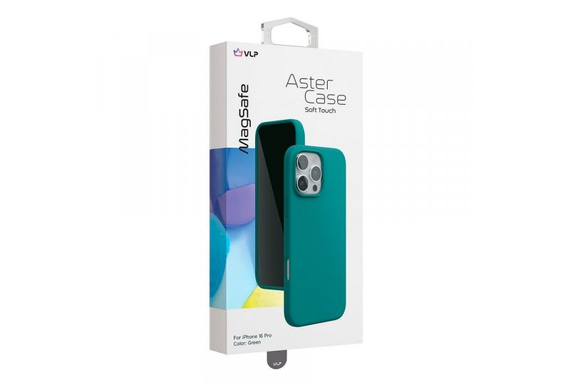 Чехол-накладка VLP Aster Case для iPhone 16 Pro, силикон, зеленый