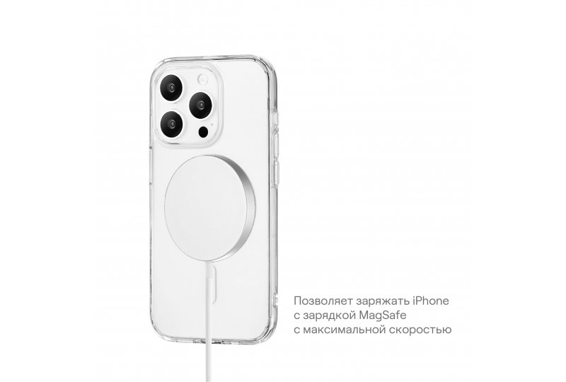 Чехол-накладка uBear Real Mag Case для iPhone 15, полиуретан, прозрачный