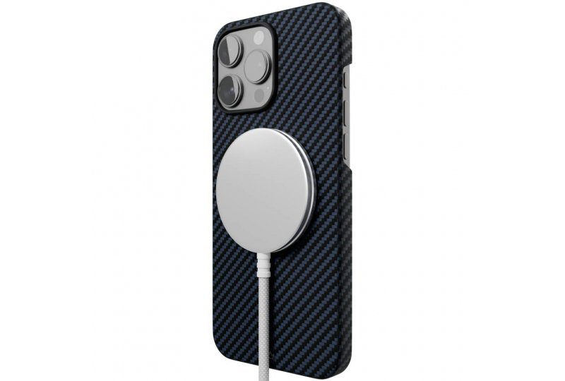 Чехол-накладка VLP Kevlar Case для iPhone 16 Pro, кевлар, темно-синий