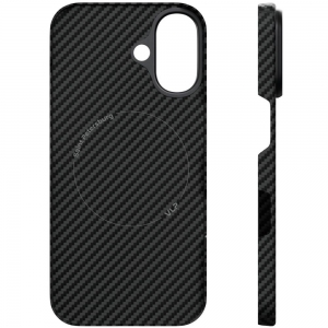 Чехол-накладка VLP Kevlar Case для iPhone 16, кевлар, черный