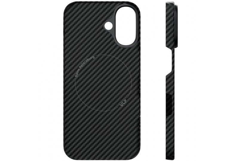 Чехол-накладка VLP Kevlar Case для iPhone 16, кевлар, черный