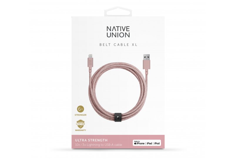 Кабель Native UnionLightning/USB, 3 м, розовый
