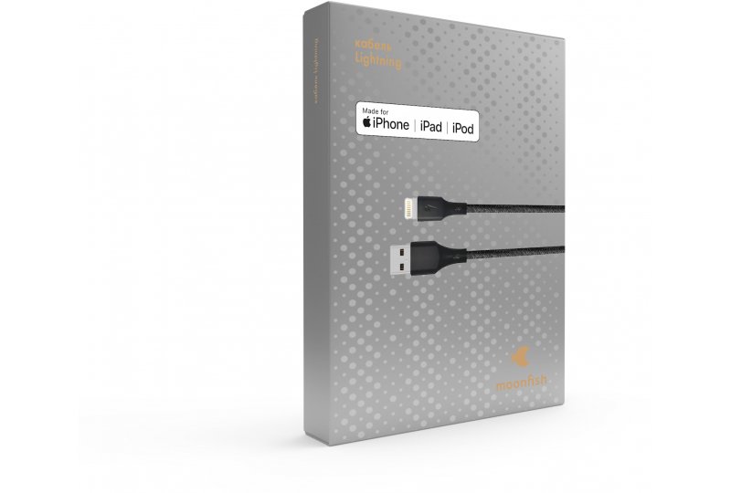 Кабель moonfish Lightning - USB-A, 1.2 м, текстиль, Black