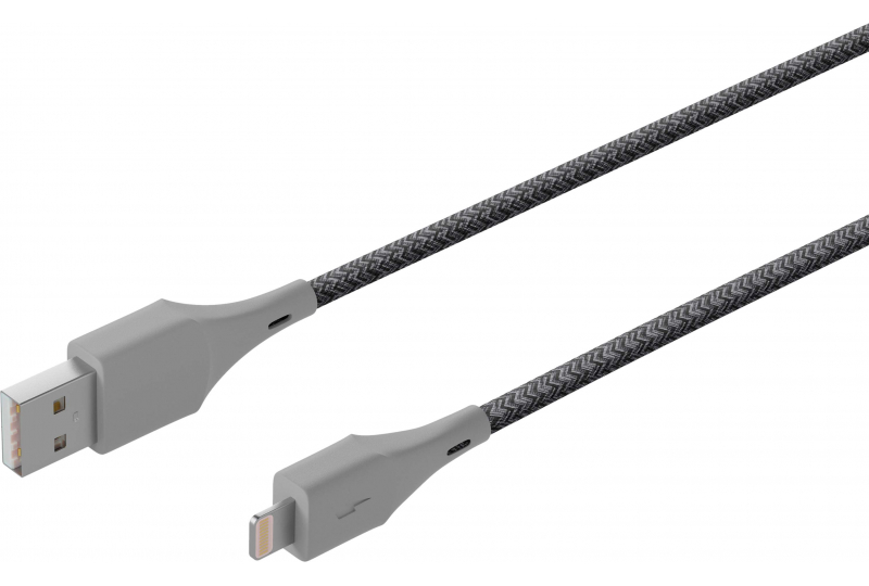 Кабель moonfish Lightning - USB-A, 1.2 м, текстиль, серый