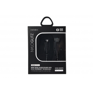 Кабель EnergEA NyloGlitz Lightning MFI 18 cм, Black