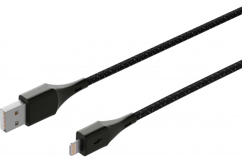 Кабель moonfish Lightning - USB-A, 1.2 м, текстиль, Black