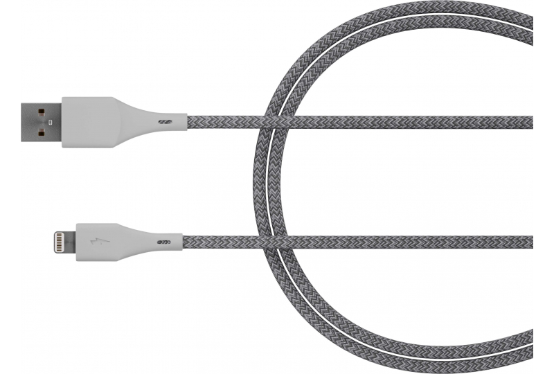 Кабель moonfish Lightning - USB-A, 1.2 м, текстиль, серый