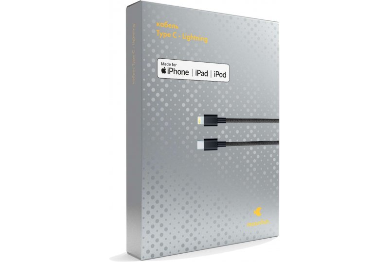 Кабель moonfish Lightning - USB-C, 1.8 м, текстиль, Black