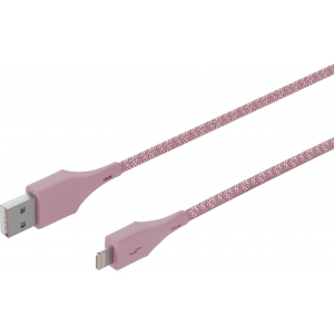 Кабель moonfish Lightning - USB-A, 1.2 м, текстиль, розовый