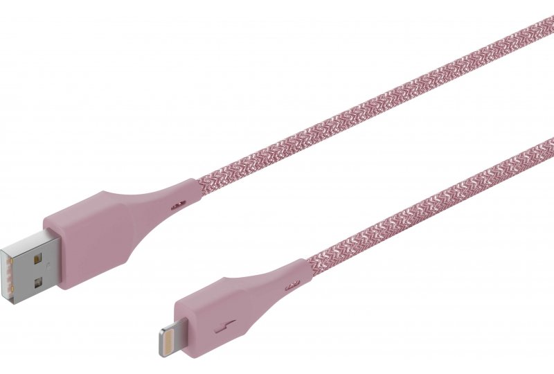 Кабель moonfish Lightning - USB-A, 1.2 м, текстиль, розовый