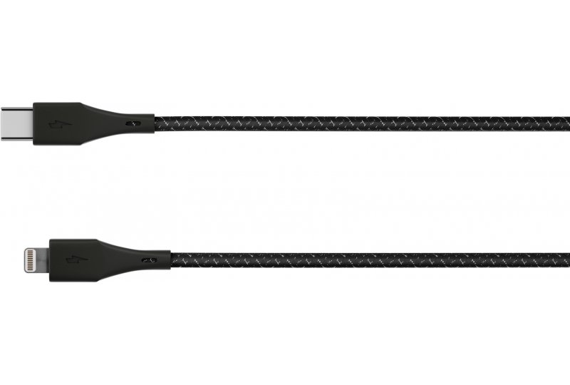 Кабель moonfish USB-C/Lightning, 1.2 м, текстиль, Black