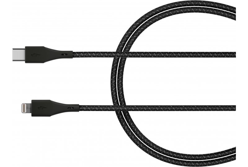 Кабель moonfish USB-C/Lightning, 1.2 м, текстиль, Black