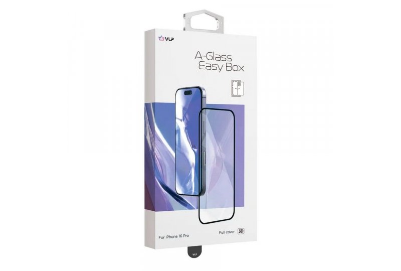 Защитное стекло VLP A-Glass Easy Box 2.5D для iPhone 16 Pro