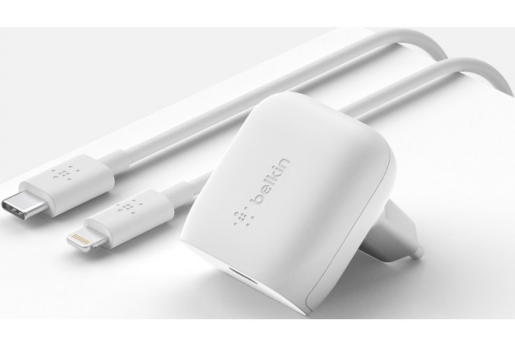 Сетевое зарядное устройство Belkin USB-C, кабель USB-C-Lightning, PD, 18 Вт, White