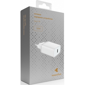 Сетевое зарядное устройство moonfish USB-C, PD, 18 Вт, White