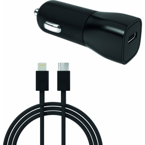 Автомобильное зарядное устройство moonfish 18 Вт, PD + кабель USB-C/Lightning, Black