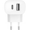 Сетевое зарядное устройство Belkin USB-C+USB-A, PD, 30 Вт, White