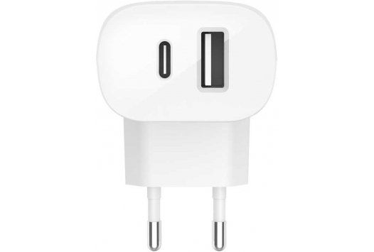 Сетевое зарядное устройство Belkin USB-C+USB-A, PD, 30 Вт, White