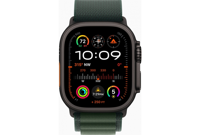 Apple Watch Ultra 2 GPS Cellular, 49 мм, корпус из черного титана, ремешок Alpine зеленого цвета, размер S