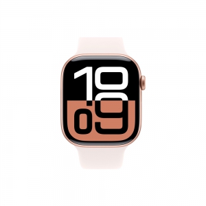 Apple Watch Series 10, 46 мм, корпус из алюминия цвета розовое золото, спортивный ремешок цвета румянец M/L