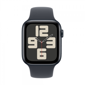 Apple Watch SE 2024, 44 мм, корпус из алюминия цвета полуночный Black, спортивный ремешок цвета полуночный Black M/L