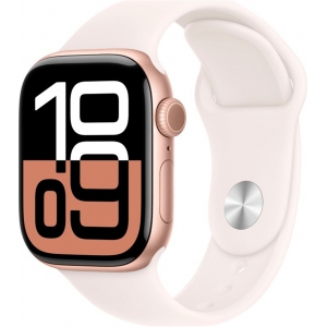 Apple Watch Series 10, 42 мм, корпус из алюминия цвета розовое золото, спортивный ремешок цвета румянец M/L